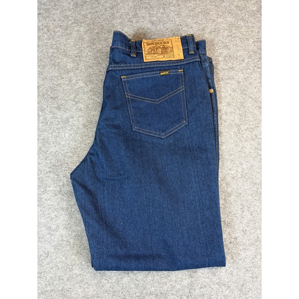 Deadstock VTG 70s Sears Roebucks Jeans Mens 40x32 Dark Wash Hang Tag NWOT USA
